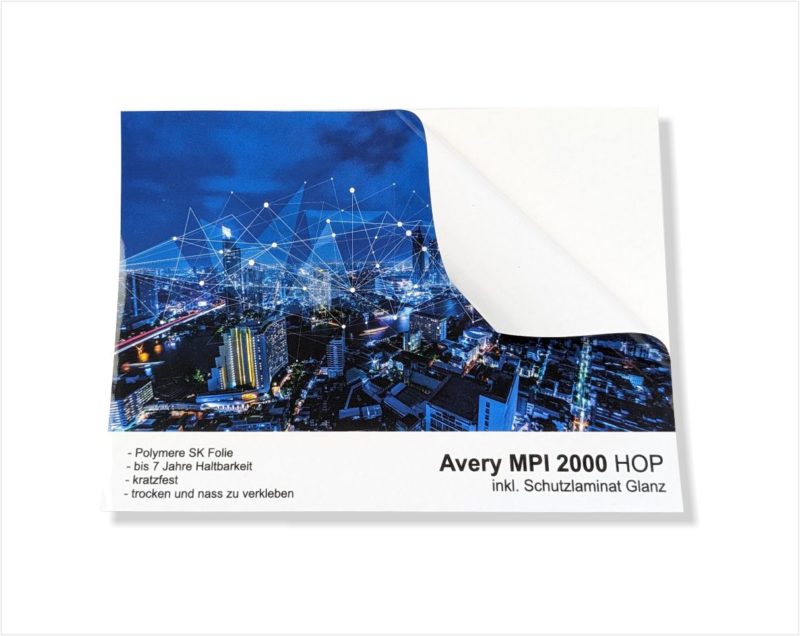 Avery MPI 2000 HOP | polymere 7-Jahres Klebefolie | inkl. Laminat glanz | Latexdruck